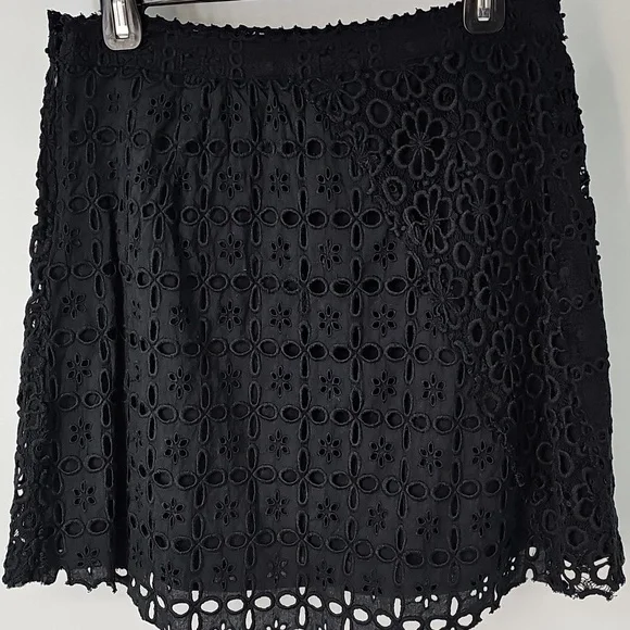 Free People Noir Black Eyelet 2-Piece Party Outfit Mini Skirt & Bralette Top Y2K - Picture 10 of 15